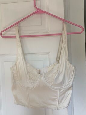 Abercrombie & Fitch Cream Satin Lace-Trim Camisole